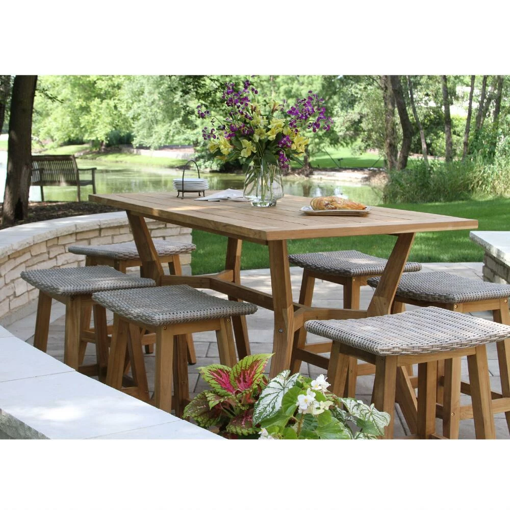 World Market Nash Teak Wood Outdoor Counter Stool Set Of 2 5 World Market Nash Teak Wood Outdoor Counter Stool Set Of 2 - Image 3