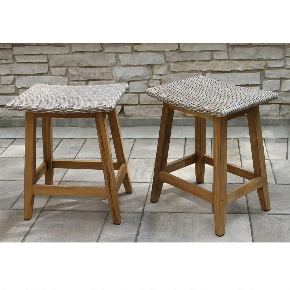 World Market Nash Teak Wood Outdoor Counter Stool Set Of 2 6 World Market Nash Teak Wood Outdoor Counter Stool Set Of 2 - Image 4