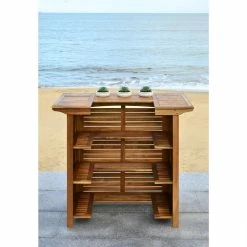 World Market Acacia Wood Herrin Outdoor Bar Table with Shelves -Outdoor Elegant Store unnamed file 2881