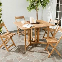World Market Holcut Natural Wood 5 Piece Folding Outdoor Dining Set -Outdoor Elegant Store unnamed file 2937