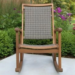 World Market Galena Gray All Weather Wicker and Wood Rocking Chair -Outdoor Elegant Store unnamed file 2956