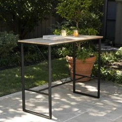 World Market Napa Metal and Acacia Outdoor Pub Dining Table -Outdoor Elegant Store unnamed file 2983