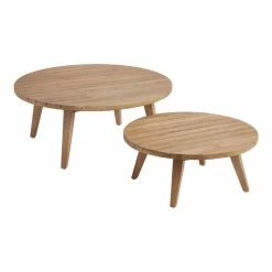 World Market Nevis Round Acacia Outdoor Nesting Coffee Tables 2 Piece Set
