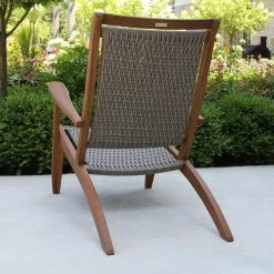 World Market Erich Eucalyptus and All Weather Wicker Outdoor Lounge Chair -Outdoor Elegant Store unnamed file 3073