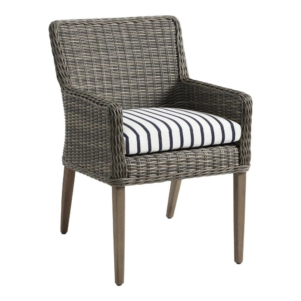 World Market Sunbrella Indigo Lido Stripe Gusseted Outdoor Chair Cushion 6 World Market Sunbrella Indigo Lido Stripe Gusseted Outdoor Chair Cushion - Image 4