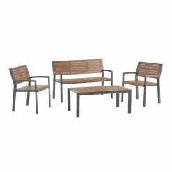 World Market Bebford Faux Wood and Aluminum 4 Piece Outdoor Furniture Set