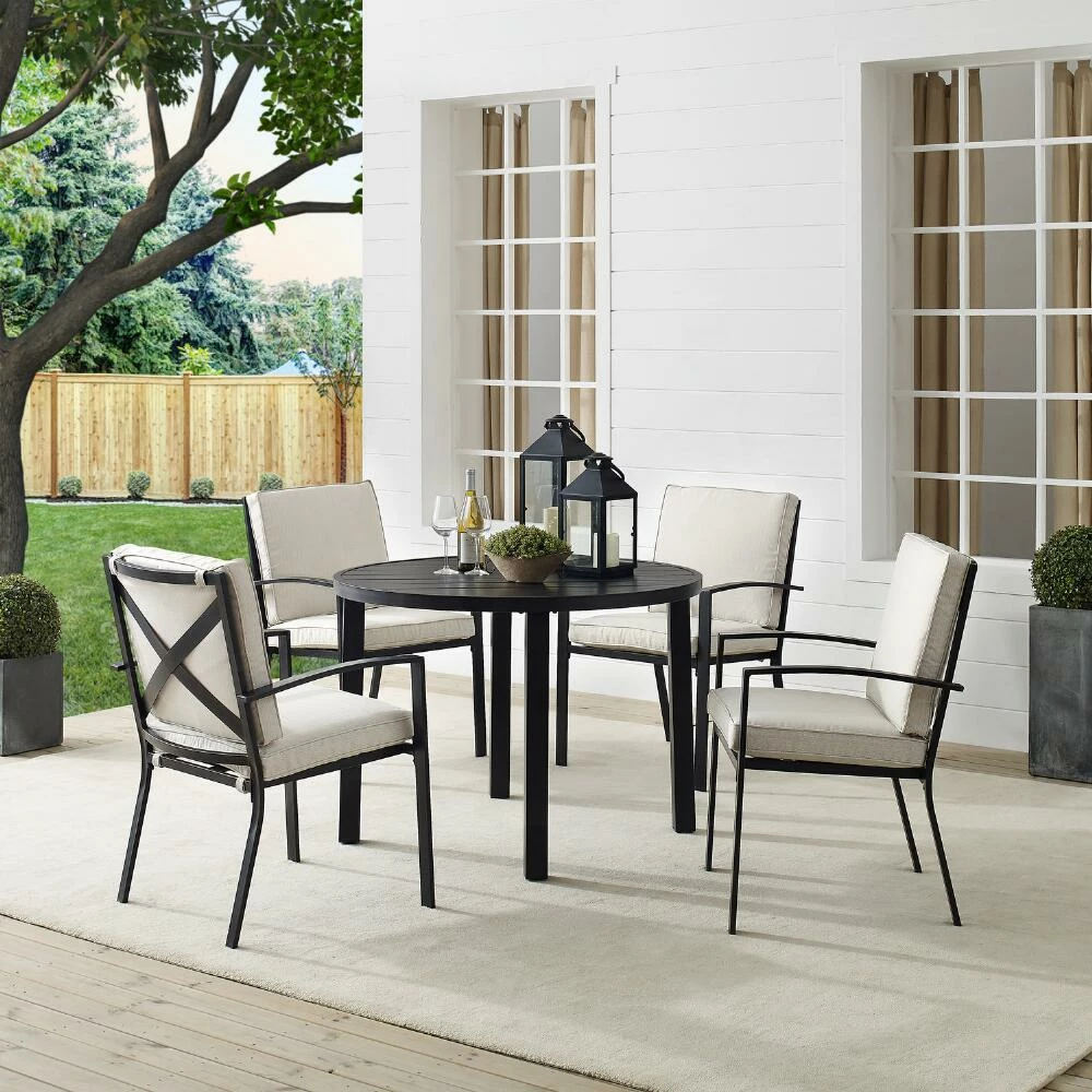 World Market Araceli Round Oil Rubbed Bronze 5 Piece Outdoor Dining Set 4 World Market Araceli Round Oil Rubbed Bronze 5 Piece Outdoor Dining Set - Image 2