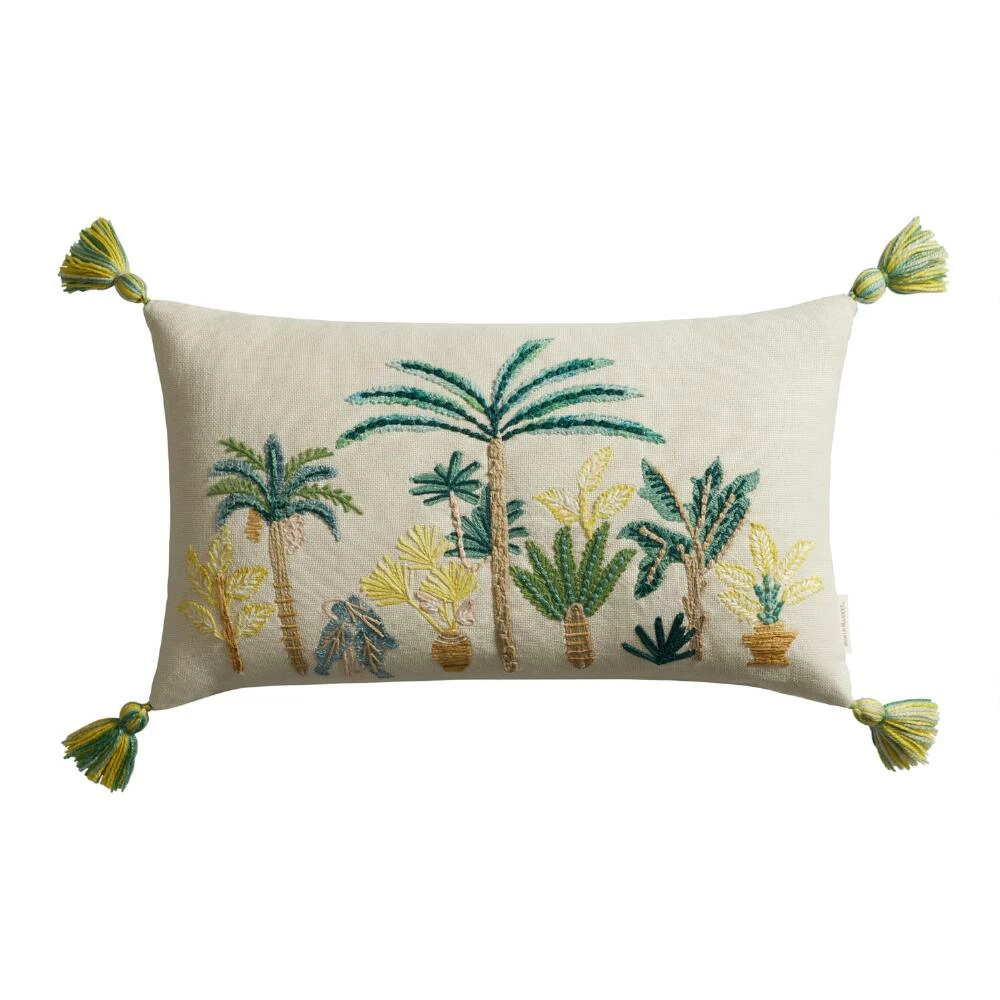 World Market Bali Trees Ivory Embroidered Indoor Outdoor Lumbar Pillow 3 World Market Bali Trees Ivory Embroidered Indoor Outdoor Lumbar Pillow