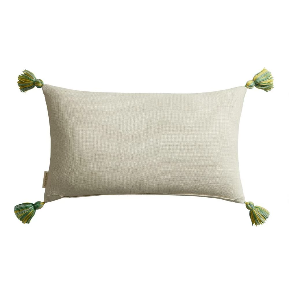 World Market Bali Trees Ivory Embroidered Indoor Outdoor Lumbar Pillow 4 World Market Bali Trees Ivory Embroidered Indoor Outdoor Lumbar Pillow - Image 2