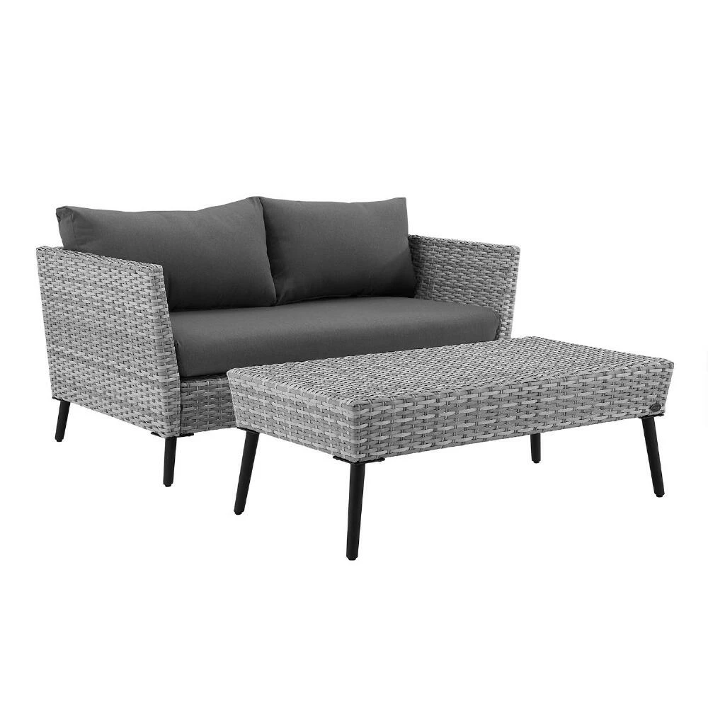 World Market Malique Gray All Weather Outdoor Loveseat & Coffee Table 3 World Market Malique Gray All Weather Outdoor Loveseat & Coffee Table