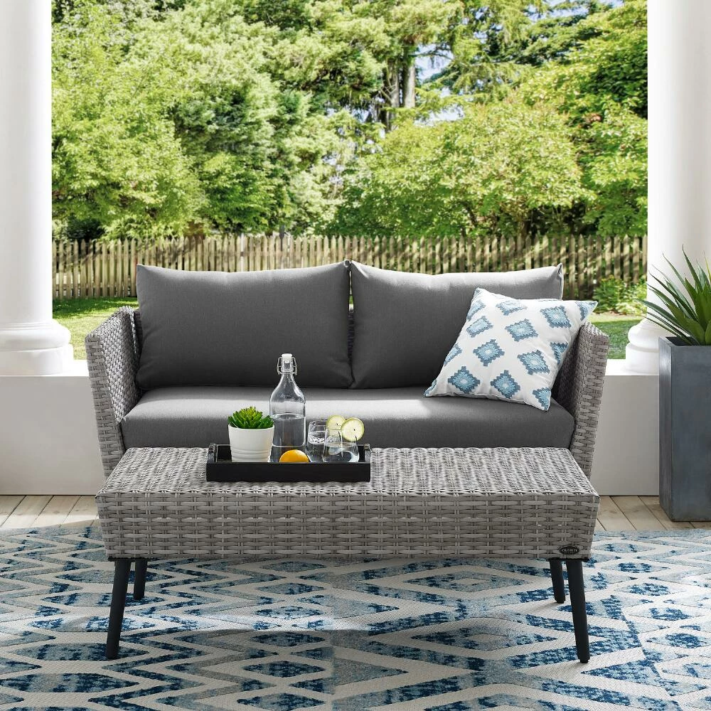 World Market Malique Gray All Weather Outdoor Loveseat & Coffee Table 7 World Market Malique Gray All Weather Outdoor Loveseat & Coffee Table - Image 5