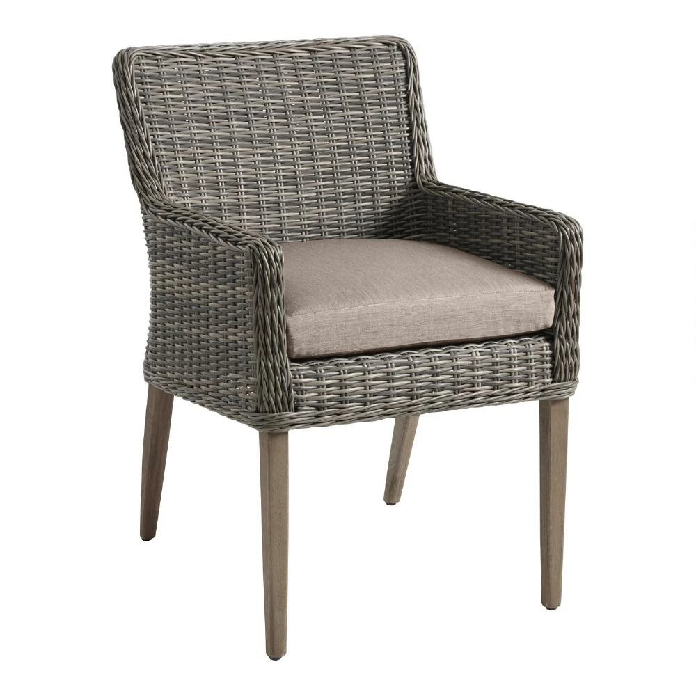 World Market Sunbrella Khaki Ash Cast Gusseted Outdoor Chair Cushion 6 World Market Sunbrella Khaki Ash Cast Gusseted Outdoor Chair Cushion - Image 4