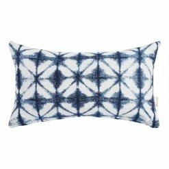 World Market Sunbrella Indigo Tile Outdoor Lumbar Pillow