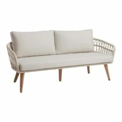 World Market Nevis Antique White Woven Rope Outdoor Loveseat