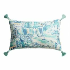 World Market Blue Amalfi Print Indoor Outdoor Lumbar Pillow