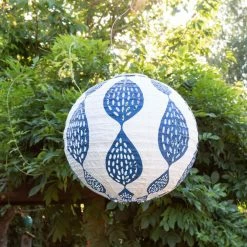 World Market Round Indigo Blue Leaf Fabric Solar LED Lantern 8 World Market Round Indigo Blue Leaf Fabric Solar LED Lantern -Outdoor Elegant Store unnamed file 3338