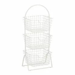 World Market White Wire Basket 3 Tier Wilson Storage Tower