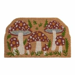 World Market Red and Ivory Toadstool Mushrooms Coir Doormat