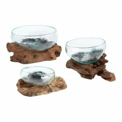 World Market Natural Driftwood And Blown Glass Bowl