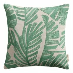 World Market Jakarta Palm Green and Ivory Indoor Outdoor Throw Pillow
