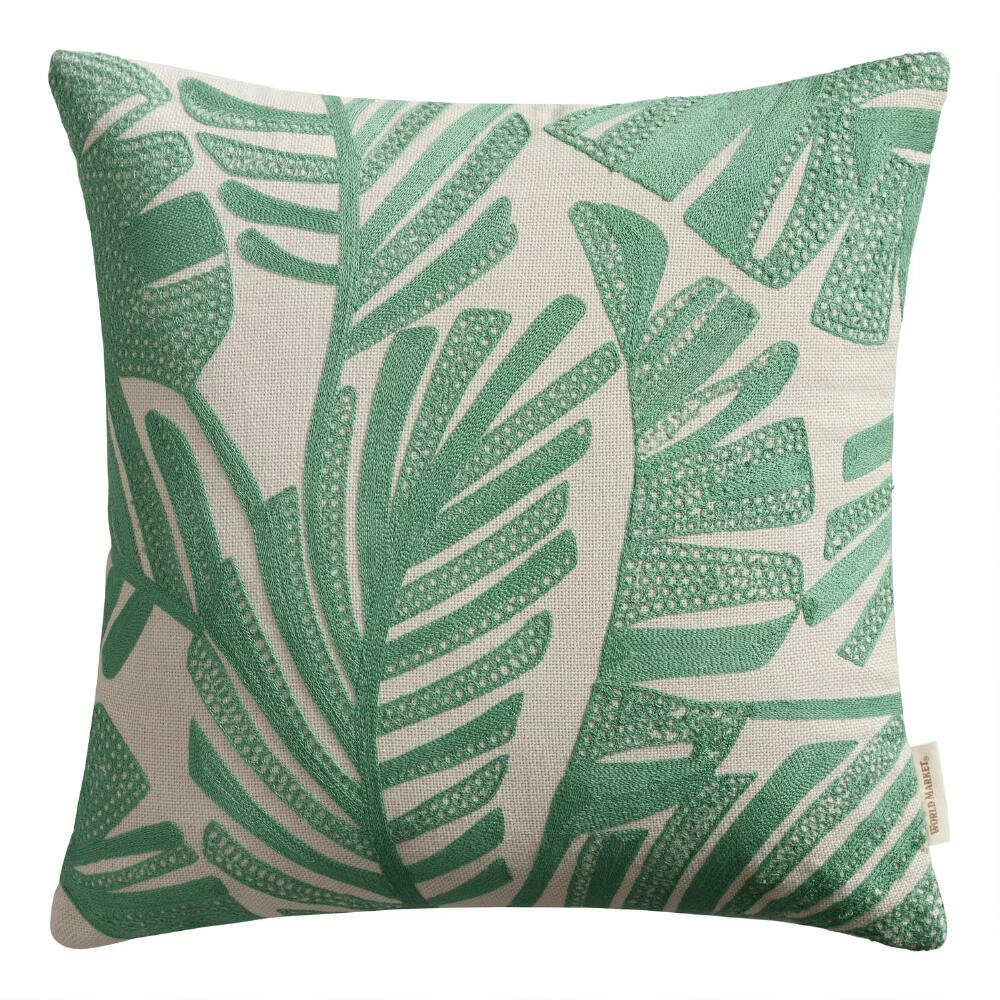 World Market Jakarta Palm Green and Ivory Indoor Outdoor Throw Pillow 3 World Market Jakarta Palm Green and Ivory Indoor Outdoor Throw Pillow