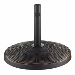 World Market Round Antique Bronze Wicker Weave Patio Umbrella Stand -Outdoor Elegant Store unnamed file 3455