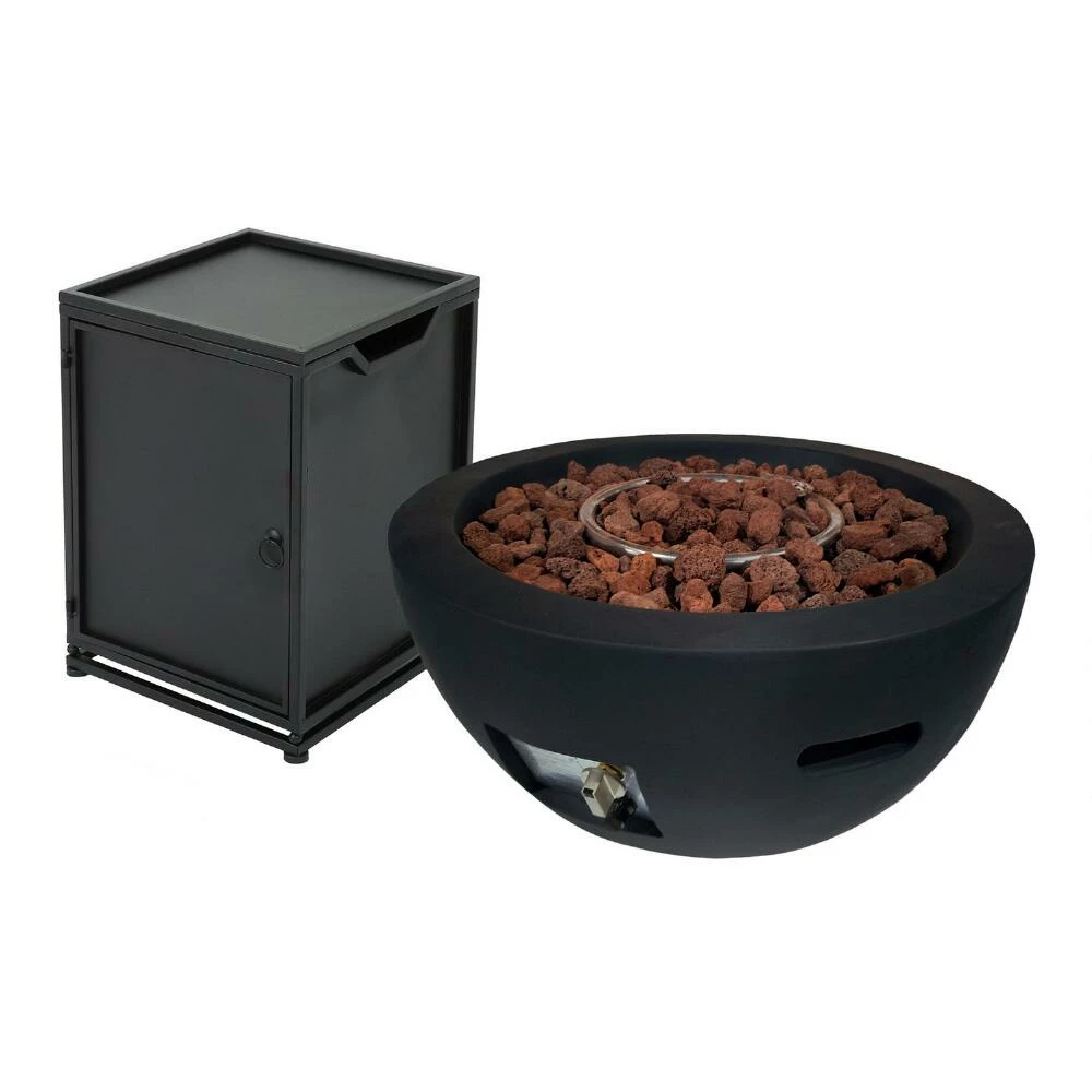 World Market Isra Dark Gray Concrete Bowl Gas Fire Pit with Tank Holder 3 World Market Isra Dark Gray Concrete Bowl Gas Fire Pit with Tank Holder