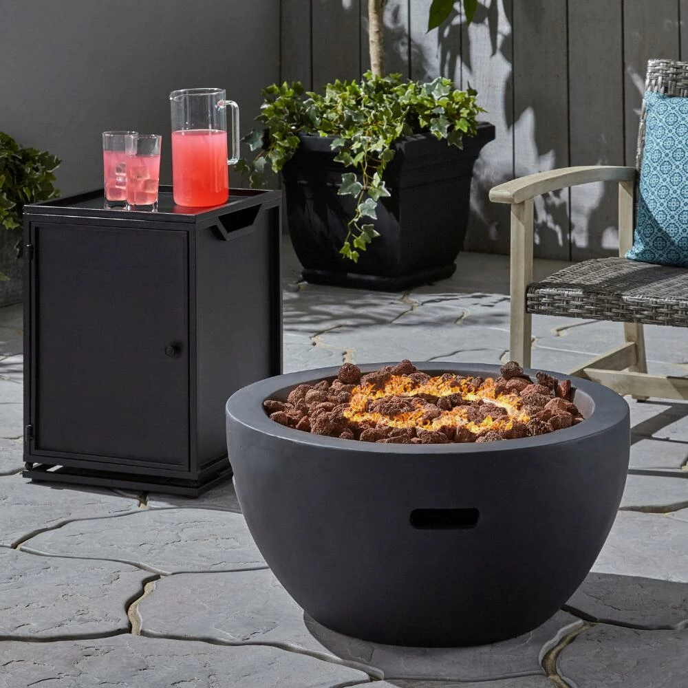 World Market Isra Dark Gray Concrete Bowl Gas Fire Pit with Tank Holder 4 World Market Isra Dark Gray Concrete Bowl Gas Fire Pit with Tank Holder - Image 2