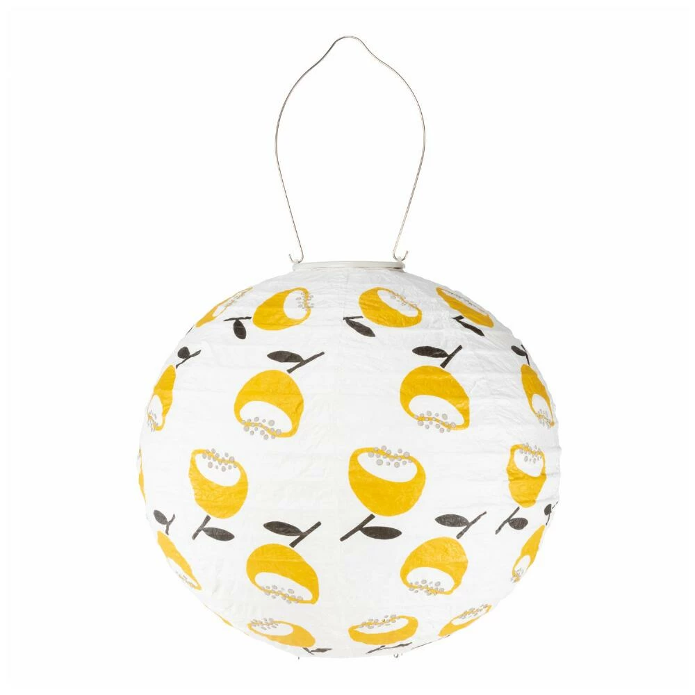 World Market Round Lemon Yellow Poppy Fabric Solar LED Lantern 2 World Market Round Lemon Yellow Poppy Fabric Solar LED Lantern