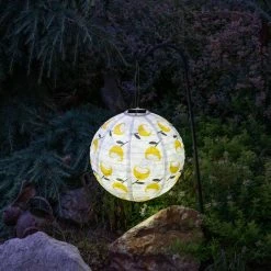 World Market Round Lemon Yellow Poppy Fabric Solar LED Lantern 8 World Market Round Lemon Yellow Poppy Fabric Solar LED Lantern -Outdoor Elegant Store unnamed file 3482