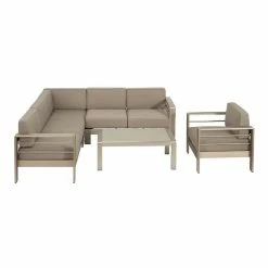 World Market Kono Khaki 5 Piece Outdoor Sectional Set with Coffee Table