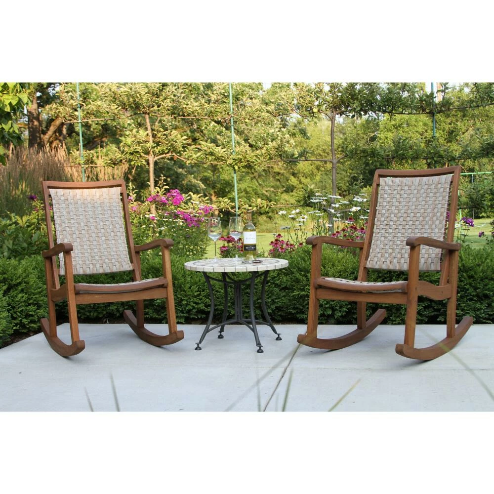 World Market Shiloh Wicker and Marble 3 Piece Outdoor Rocking Chair Set 3 World Market Shiloh Wicker and Marble 3 Piece Outdoor Rocking Chair Set - Image 2