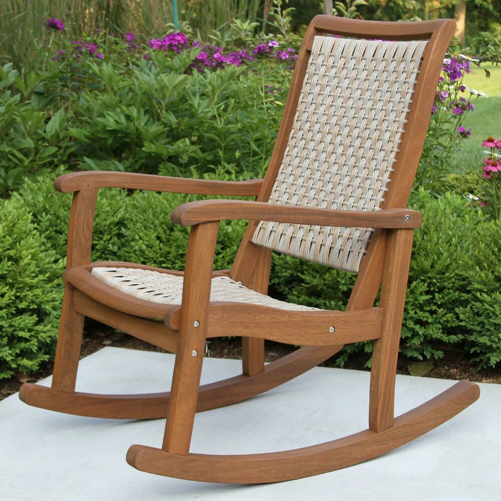World Market Shiloh Wicker and Marble 3 Piece Outdoor Rocking Chair Set 4 World Market Shiloh Wicker and Marble 3 Piece Outdoor Rocking Chair Set - Image 3