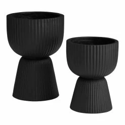 World Market Pescadero Black Pedestal Outdoor Planter
