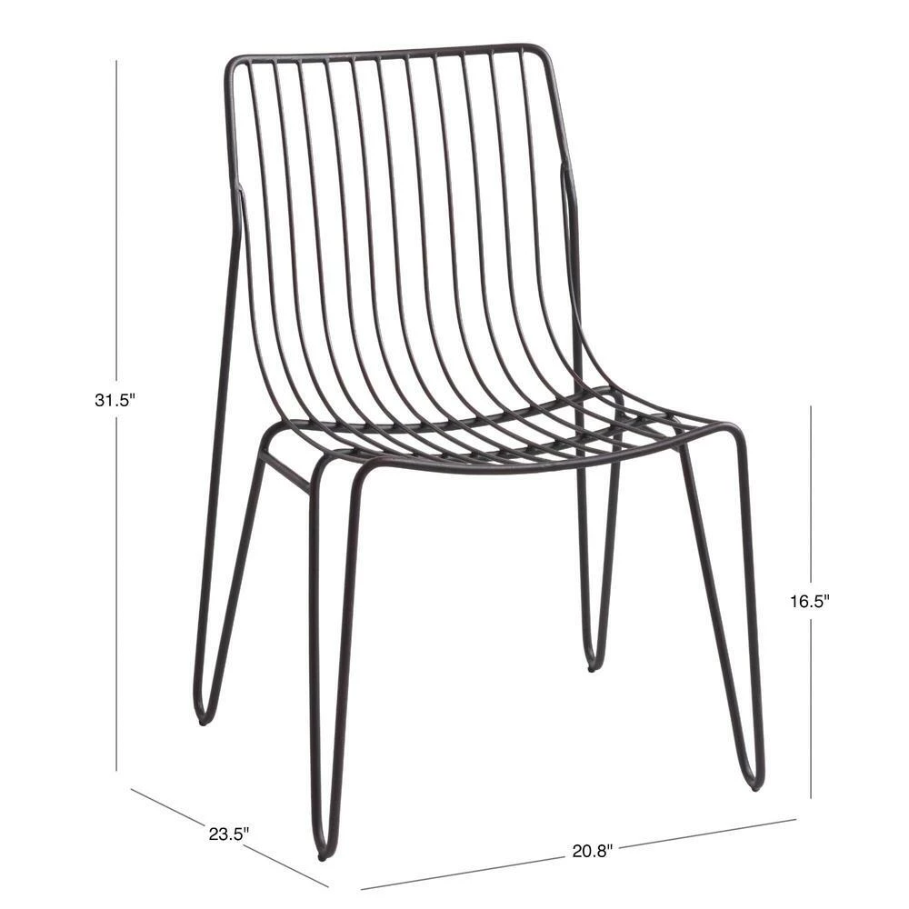 World Market Amara Black Metal Hairpin Outdoor Stacking Chair Set of 2 6 World Market Amara Black Metal Hairpin Outdoor Stacking Chair Set of 2 - Image 4