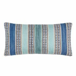 World Market Blue Woven Stripe Indoor Outdoor Lumbar Pillow