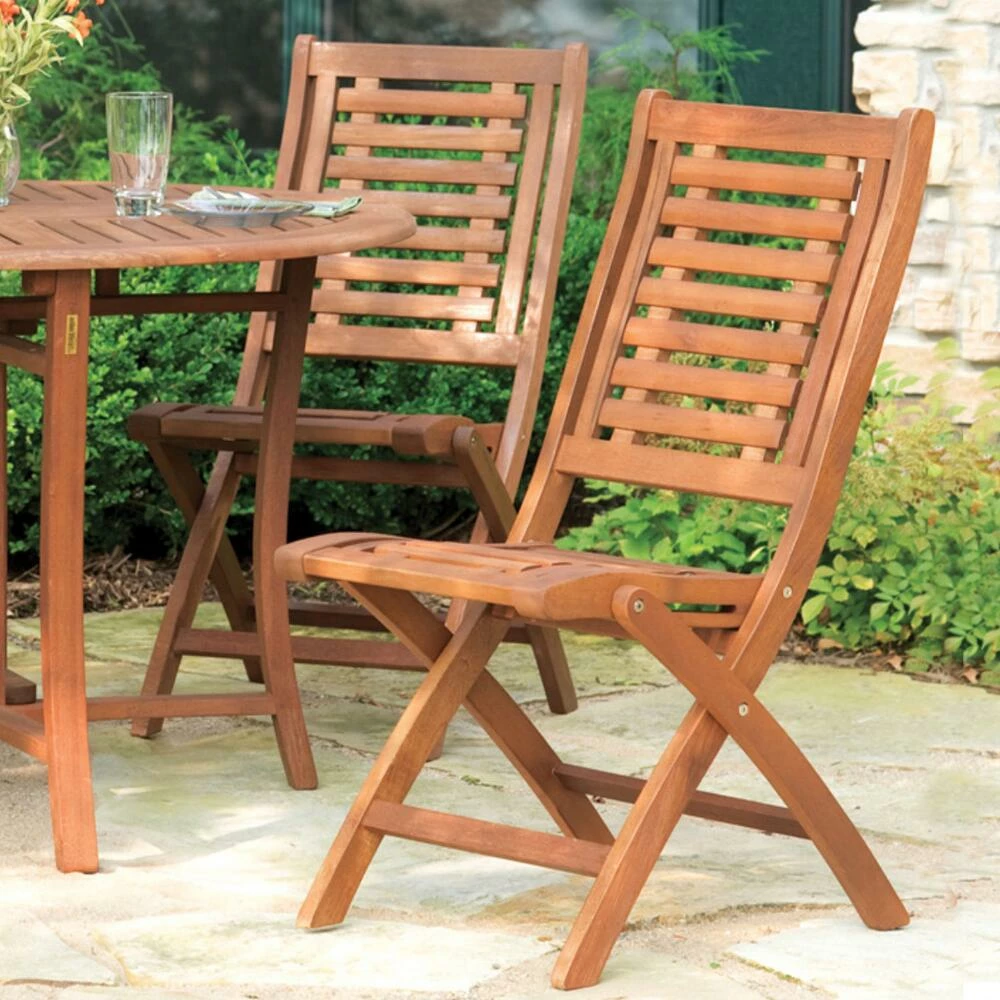 World Market Danner Eucalyptus Wood Folding Outdoor Dining Chair Set of 2 5 World Market Danner Eucalyptus Wood Folding Outdoor Dining Chair Set of 2 - Image 3