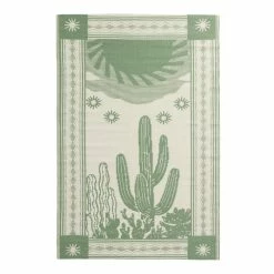 World Market Green Cactus Reversible Indoor Outdoor Rio Floor Mat
