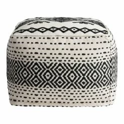 World Market Black and White Kilim Indoor Outdoor Pouf -Outdoor Elegant Store unnamed file 533