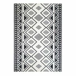 World Market Black Moroccan Style Reversible Indoor Outdoor Rio Floor Mat