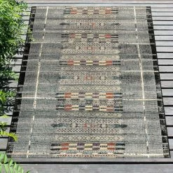 World Market Gray and Multicolor Global Stripe Indoor Outdoor Rug -Outdoor Elegant Store unnamed file 673