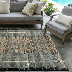World Market Gray and Multicolor Global Stripe Indoor Outdoor Rug -Outdoor Elegant Store unnamed file 674