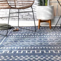 World Market Navy Blue And White Geo Luxor Indoor Outdoor Rug -Outdoor Elegant Store unnamed file 683