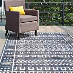 World Market Navy Blue And White Geo Luxor Indoor Outdoor Rug -Outdoor Elegant Store unnamed file 684