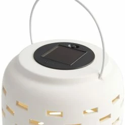World Market White Geo Dashes Ceramic Solar LED Lantern -Outdoor Elegant Store unnamed file 765
