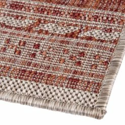 World Market Copper and White Geometric Stripe Lucca Indoor Outdoor Rug -Outdoor Elegant Store unnamed file 878