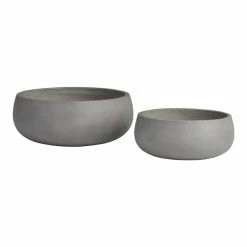 World Market Zian Gray Cement Shallow Outdoor Planter