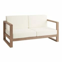 World Market Segovia Light Brown Eucalyptus Outdoor Loveseat